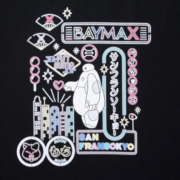 ユニセックススーベニアTシャツ ベイマックス ブラック デザインアップ