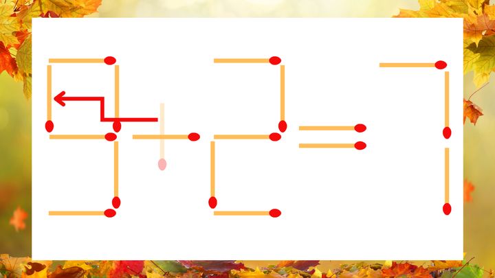 【マッチ棒クイズ】1本だけ動かして正しい式に：3＋2＝7？の解答画像