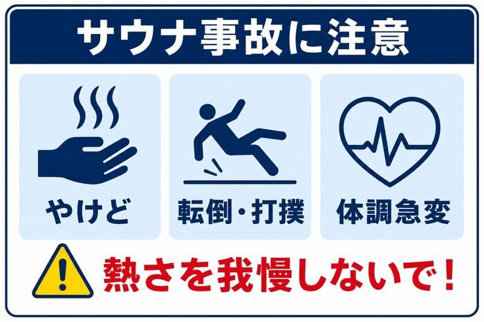 サウナで悲惨な事故を起こさないために。「まだいける」が危険です！やけど・転倒を防ぐために知っておきたいこと