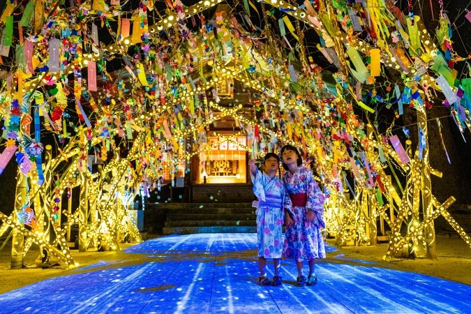 竈門神社 七夕まつり 竹あかり＆プロジェクションマッピング本殿・境内