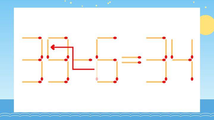 【マッチ棒クイズ】1本だけ動かして正しい式に：33-6=34？の解答画像