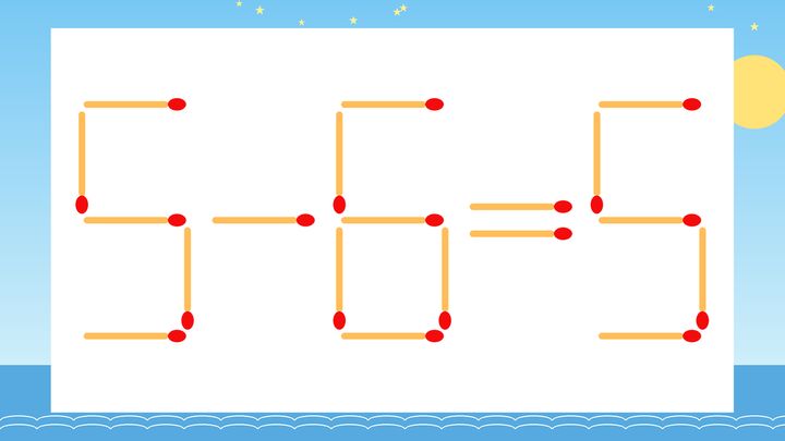 【マッチ棒クイズ】1本だけ動かして正しい式に：5-6=5？の問題画像