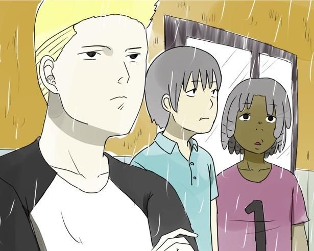 普段傘をささないアメリカ人も「こんな大雨の日はさすがに…」と思ったが、さすがアメリカ人だった!! kasutera(@kasutera5)