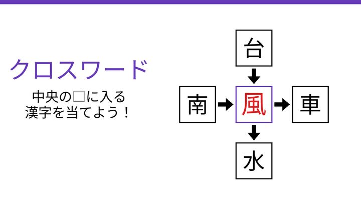 【二字熟語クロスワード】真ん中の漢字は何？4つの熟語で共通する一文字を探そう！の解答画像