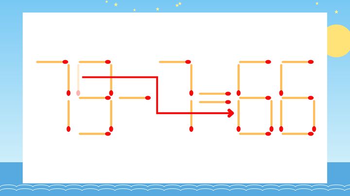【マッチ棒クイズ】1本だけ動かして正しい式に：79-7=56？の解答画像