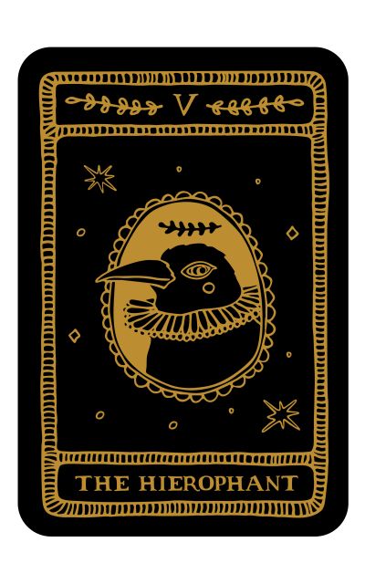 タロットカードの法王 黒地に金色で描かれた教皇の絵柄