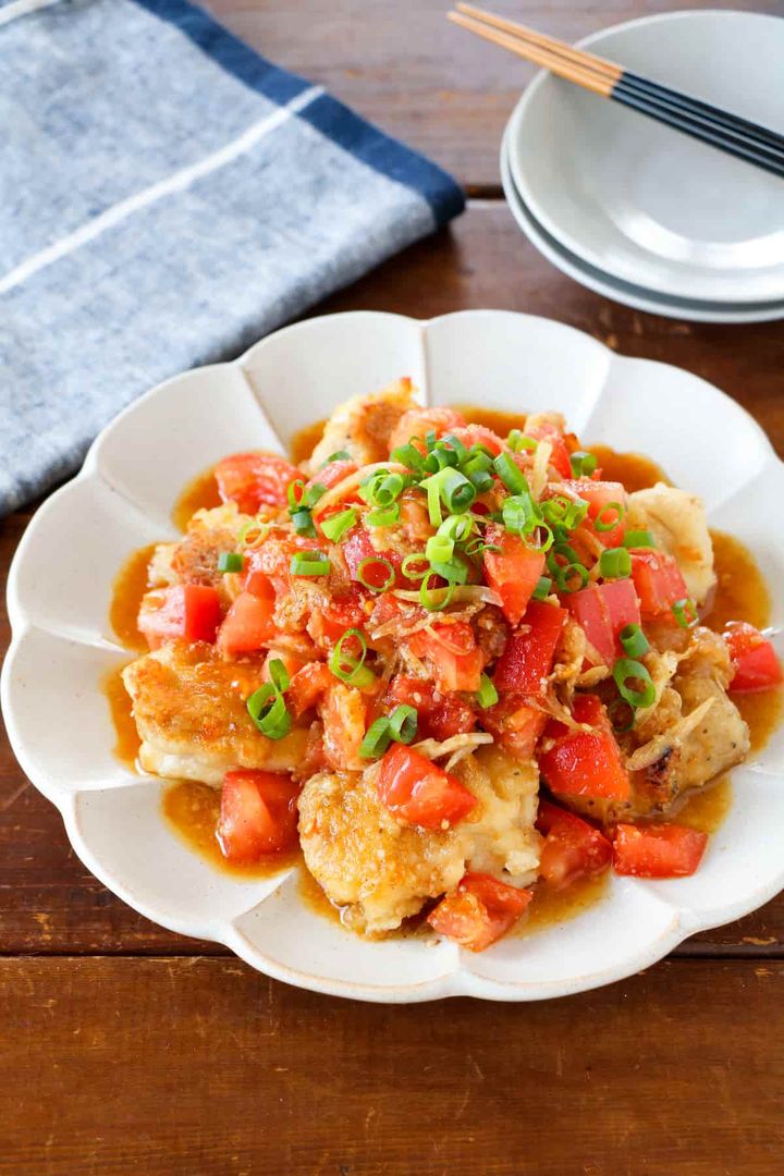 鶏肉のトマトとみょうがだれ