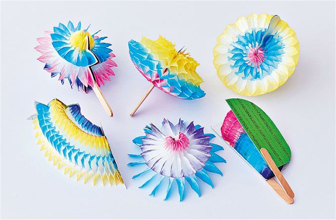 【夏祭りごっこ】ハチの巣みたいな立体のお花「でんぐり紙の花」を手づくり！ 暑い日はおうちで楽しもうの画像2