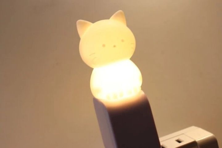 USBポートに差し込まれ光る猫型ライト