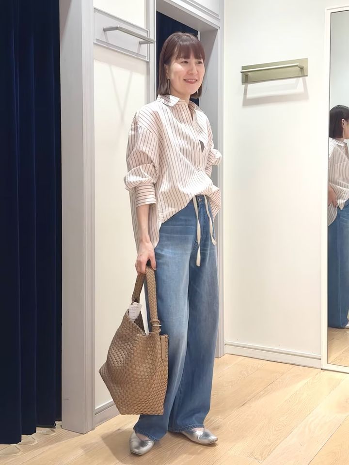 快適なやわらかデニムはストライプで爽やか