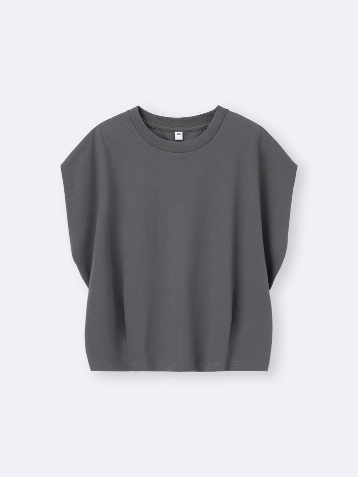 【GU】フレンチスリーブできれいめなドライウエストタックT