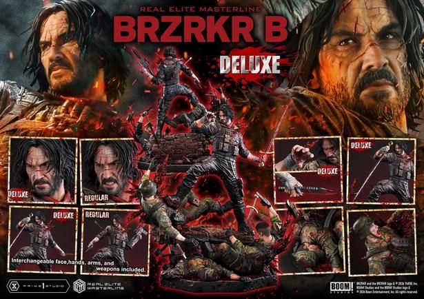 DX版の付属はこんな感じ(「リアルエリートマスターライン BRZRKR B DX ボーナス版」) BRZRKR and the BRZRKR logo & [c] [2026] 74850, Inc. BOOM! Studios and the BOOM! Studios logo & [c] [2026] Boom Entertainment, Inc. All rights reserved.
