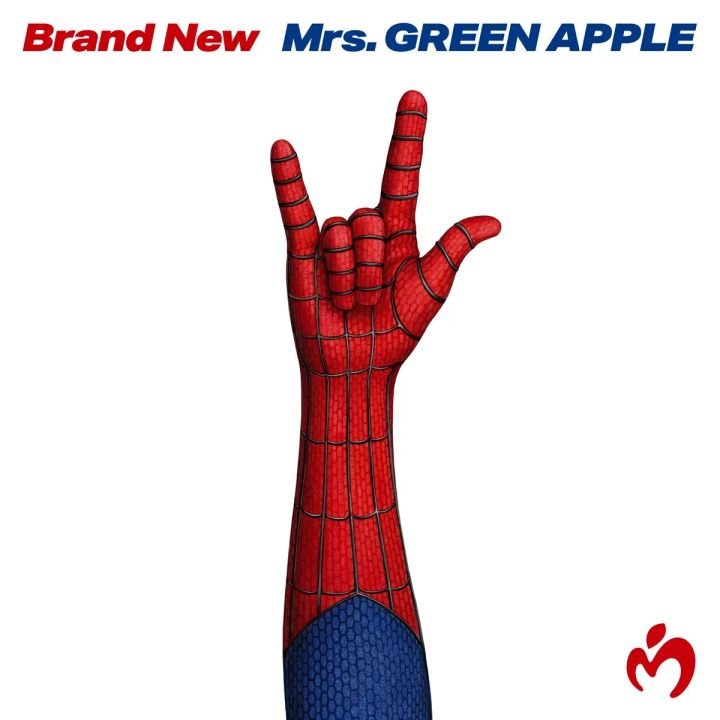スパイダーマン風の手とMrs. GREEN APPLEロゴ