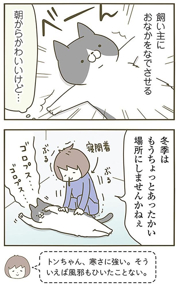 おなかをなでさせる （C）卵山玉子／KADOKAWA