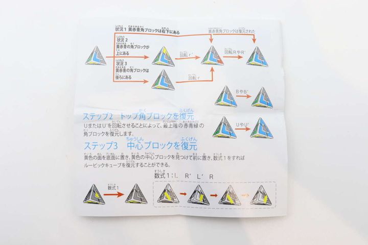 回転式立体パズルの復元チュートリアル説明書の下半分