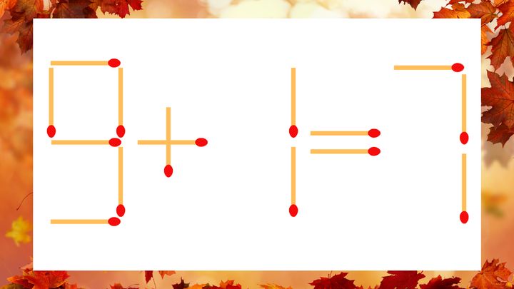 【マッチ棒クイズ】1本だけ動かして正しい式に：9＋1＝7？の問題画像