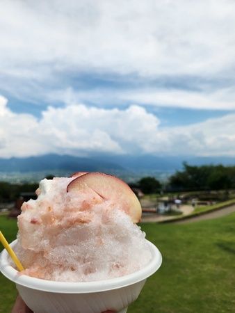 【山梨県山梨市】笛吹川フルーツ公園のサマーフェス！絶景を眺めながら水遊びと桃のスイーツを楽しめる