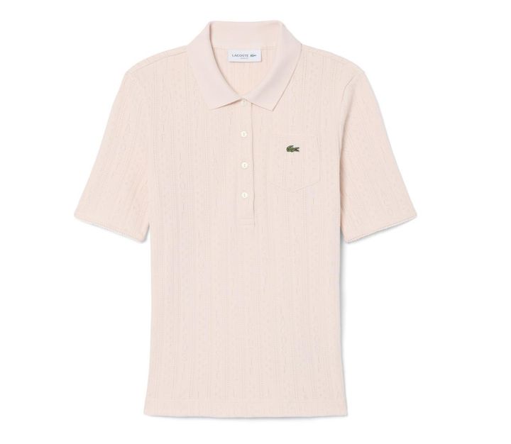 画像: ニットポロシャツ¥17,600（ピンク） www.lacoste.jp