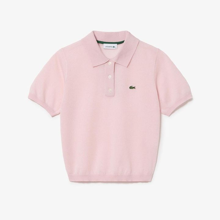 画像: シアーラメニットポロシャツ¥19,800（ベビーピンク） www.lacoste.jp