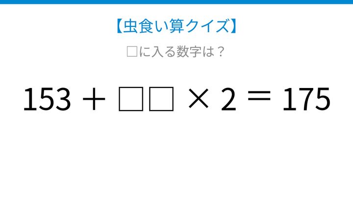【虫食い算クイズ】□に入る数字は？論理で解ける！の問題画像