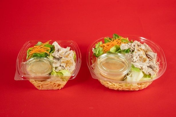 ごまドレッシングが効いた「たんぱく質が摂れる！豚しゃぶのパスタサラダ」(398円)