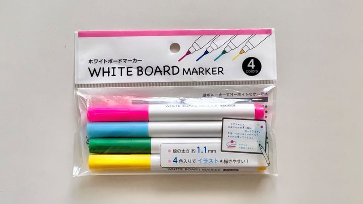 100均の「ホワイトボードマーカー」4個買ってみた！ 極細や太字、便利なマグネット付きも【ダイソー・セリア・キャンドゥ】