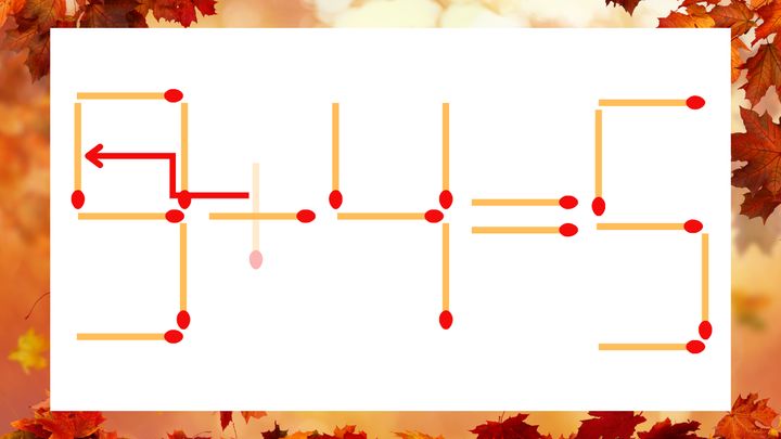 【マッチ棒クイズ】1本だけ動かして正しい式に：3＋4＝5？の解答画像