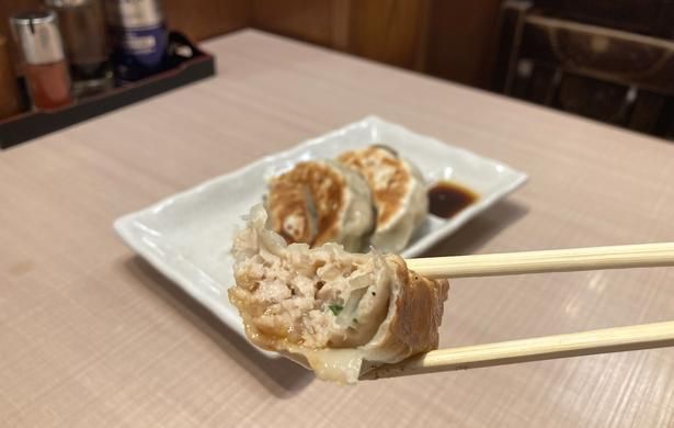 「和風ぎょうざ」(大3個入り450円)。ニンニク不使用