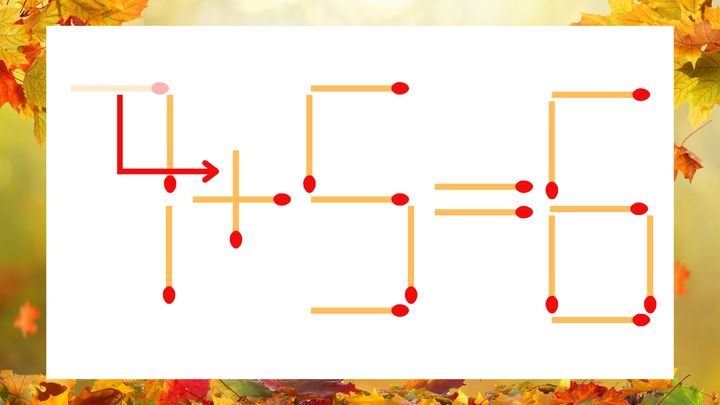 【マッチ棒クイズ】1本だけ動かして正しい式に：7−5＝6？の解答画像