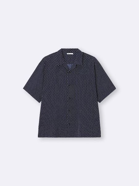 【GU】ドット柄でおしゃれ見えするオープンカラーシャツ