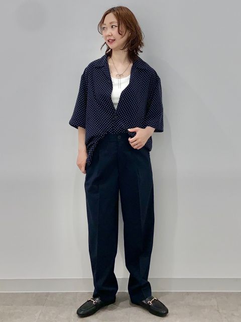 【GU】ドット柄でおしゃれ見えするオープンカラーシャツ