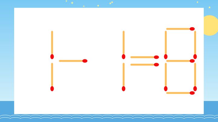 【マッチ棒クイズ】1本だけ動かして正しい式に：1-1=8？の問題画像