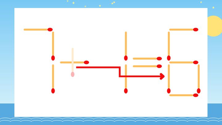 【マッチ棒クイズ】1本だけ動かして正しい式に：7+1=5？の解答画像