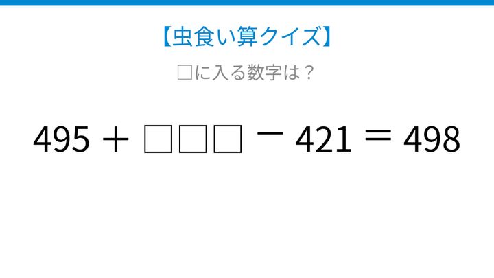 【虫食い算クイズ】□に入る数字は？論理で解ける！の問題画像