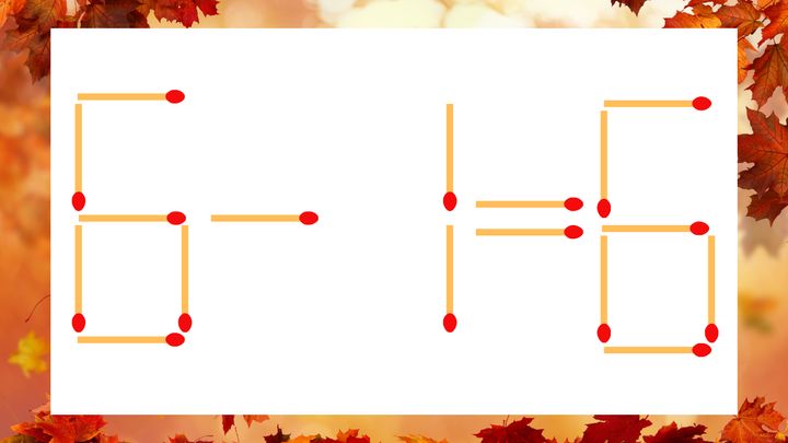 【マッチ棒クイズ】1本だけ動かして正しい式に：6−1＝6？の問題画像