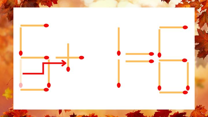 【マッチ棒クイズ】1本だけ動かして正しい式に：6−1＝6？の解答画像