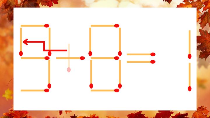 【マッチ棒クイズ】1本だけ動かして正しい式に：3＋8＝1？の解答画像
