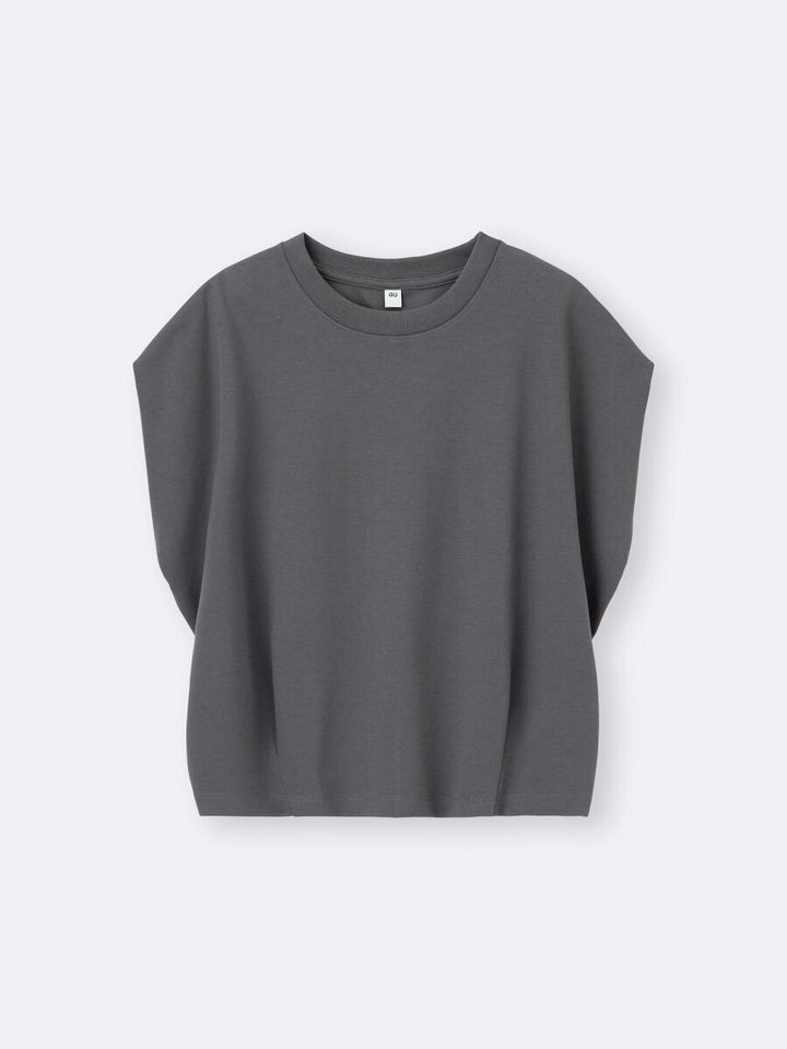 グレーのドライウエストタックTシャツを平置きした様子