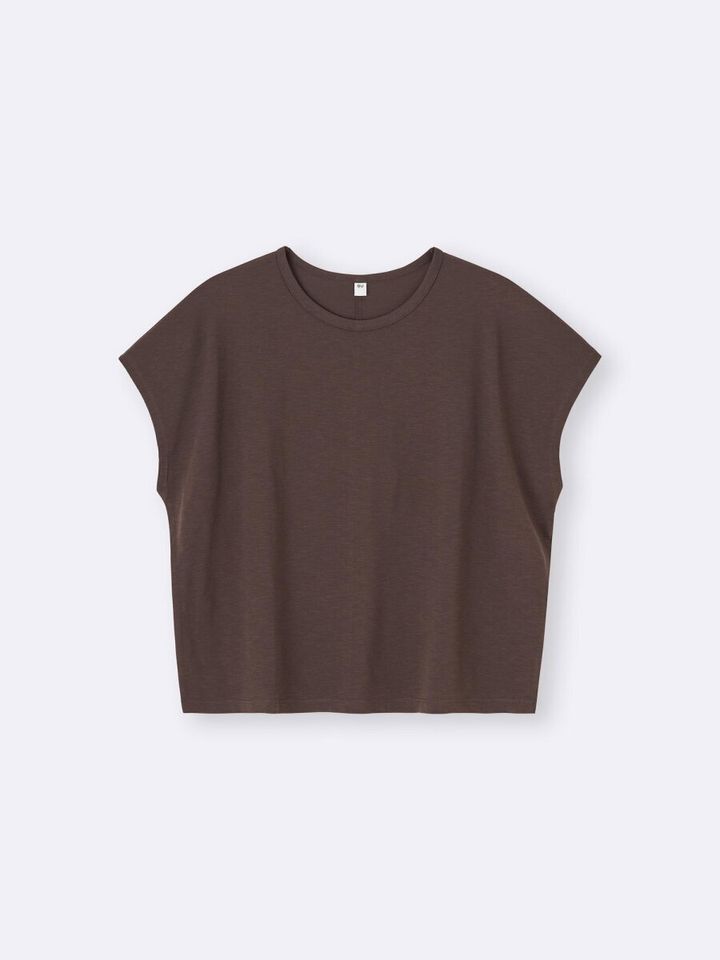 ブラウンのドライスラブTシャツを平置きした様子