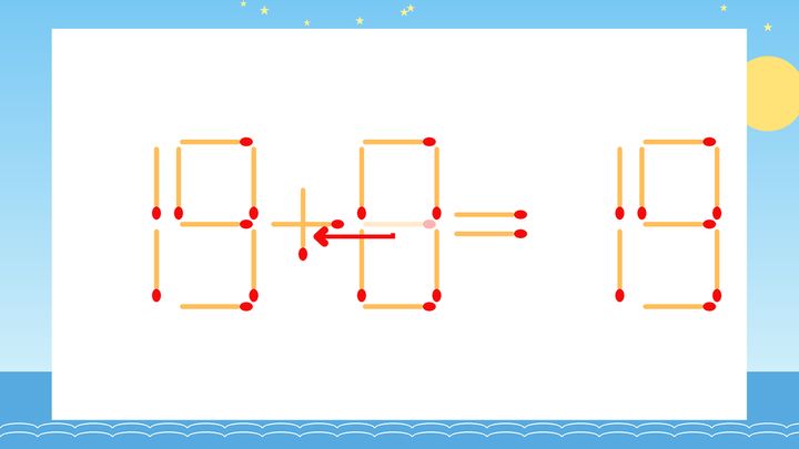 【マッチ棒クイズ】1本だけ動かして正しい式に：19-8=19？の解答画像