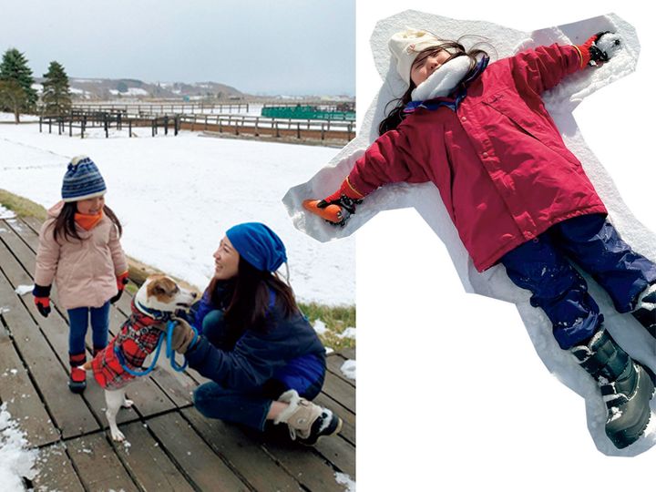 保育園留学先の北海道で存分に雪遊びする女の子