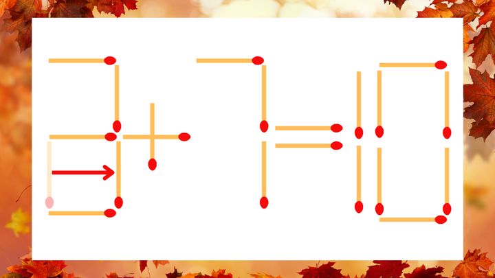 【マッチ棒クイズ】1本だけ動かして正しい式に：2＋7＝10？の解答画像