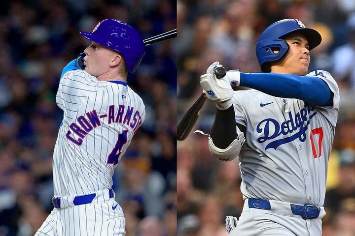 ピート・クロウ=アームストロング（左）と大谷翔平（C）Getty Images