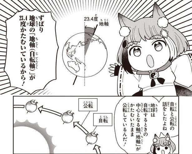 日本に四季があるのは地球が傾いて自転しているから (C)KADOKAWA CORPORATION (C)NAOJ, NINS