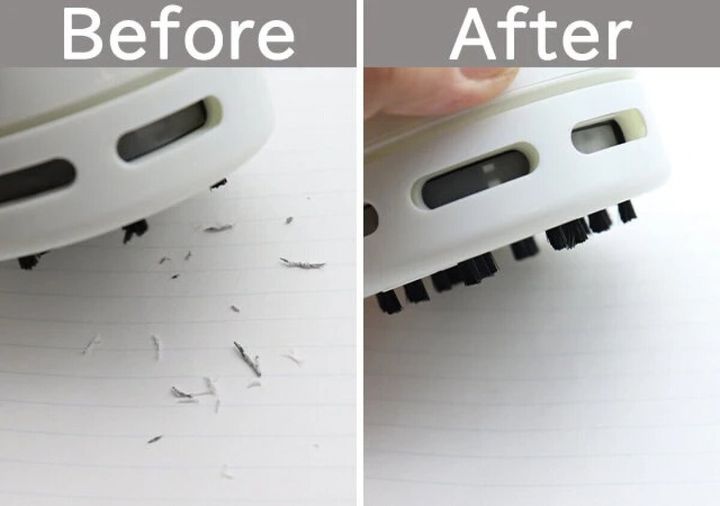 卓上クリーナーで消しゴムカスを掃除する前後比較