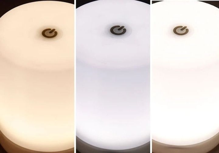 白いランタンの光が電球色から昼白色へ変化している