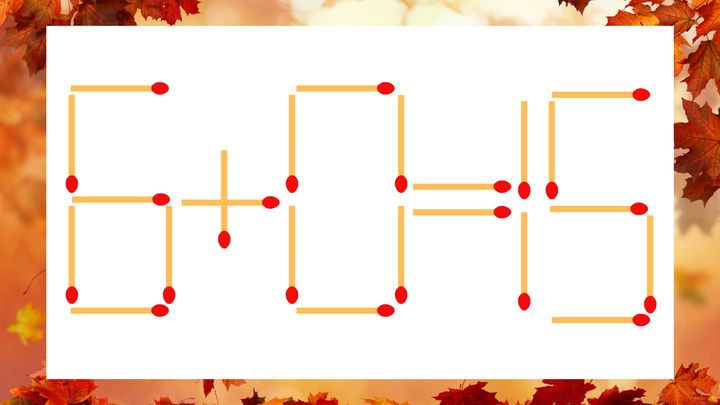 【マッチ棒クイズ】1本だけ動かして正しい式に：6＋0＝15？の問題画像