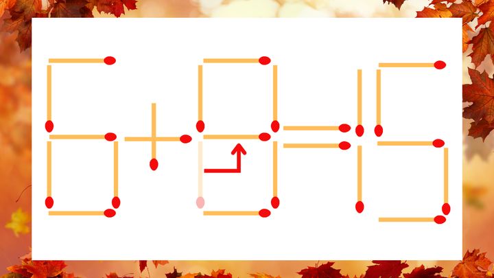 【マッチ棒クイズ】1本だけ動かして正しい式に：6＋0＝15？の解答画像