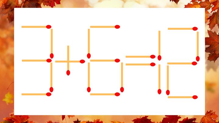 【マッチ棒クイズ】1本だけ動かして正しい式に：3＋6＝12？の問題画像