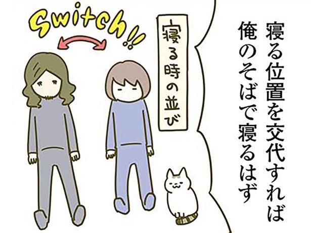 寝る場所を変えてみるも… （C）卵山玉子／KADOKAWA